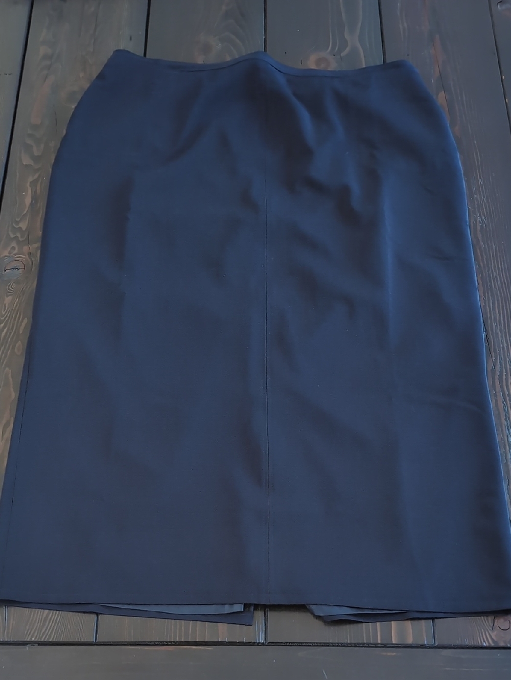 Encore Dark Navy Classic Pencil Skirt, Back Zip, Front Pockets